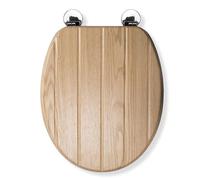 Croydex Light Oak Wooden Toilet Seat, Flexi-Fix Adjustable Hinges (Geneva)