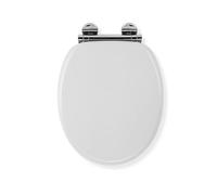 Croydex Lucerne Flexi-Fix Soft Close Wooden Toilet Seat - Quick Release Button for Easy Cleaning and Adjustable Hinges with Top and Bottom Fixings, Antibacterial Heavy Duty Material (White Wood)