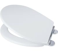 Croydex Lugano Adjustable Wooden Toilet Seat Soft Close Flexi-Fix Bathroom White