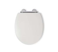 Croydex Lugano White Wooden Toilet Seat - Soft Close & Quick Release Button for Easy Cleaning, Adjustable Hinges with Top and Bottom Fixings Included and Antibacterial Treated Surface (White)