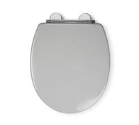 Croydex Lugano Grey Wooden Toilet Seat - Soft Close & Quick Release Button for Easy Cleaning, Adjustable Hinges with Top and Bottom Fixings Included and Antibacterial Treated Surface (Grey)