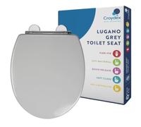 Croydex Toilet Seat Soft Close Grey Oval Quick Release Anti Bacterial No Tools