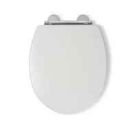 Croydex Lugano White Wooden Toilet Seat - Soft Close & Quick Release Button for Easy Cleaning, Adjustable Hinges with Top and Bottom Fixings Included