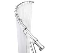 Croydex Luxury Chrome Curved Shower Curtain Rail - Modern L-Shaped Shower Rod, Quick & Easy Installation, Straight Wall or Corner, Adjustable Length up to 2000mm