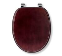Croydex Solid Wood Toilet Seat, Mahogany - Chrome Fitting