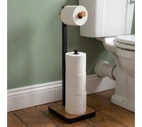 Croydex Toilet Roll Holder - Black & Bamboo