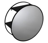 Croydex 500mm Matt Black Circular Bathroom Mirror with Shelves Safety Backed Glass, Wall Mounted, 3 Fixed Height Shelves, No Assembly Required, Fittings & Fixings Included