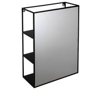 Croydex Matt Black Mirror Effect Steel Rectangular Wall-Mounted Bathroom Shelving (D)17.9Cm (H)60Cm (L)40Cm