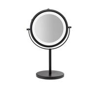 Croydex Matt Black Round Freestanding Bathroom Illuminated Cosmetic Mirror (H)35.9Cm (W)23.5Cm