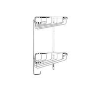 Croydex Medium Corner Shower Caddy - Durable Steel Bathroom Shelves with Chrome Finish for Modern Bathrooms, 2-Tier Shower Corner Shelves with Hooks,