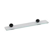 Croydex Metra Frosted Glass Shelf with Matt Black Brackets | No Drill Required | Your Choice to Screw or Glue with Flexi-Fix Brackets | Modern Bathroom Design | Fixings Included