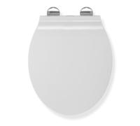 Croydex Michigan Slimline Flexi-Fix White Soft Close Toilet Seat - Quick Release Button and Adjustable Stainless Steel Hinges with Top and Bottom Fixings, Made from Anti-Bacterial Treated Plastic