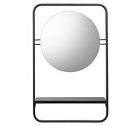 Croydex Mirror Furzton Round Shelf Storage Black 41.3x64.2cm