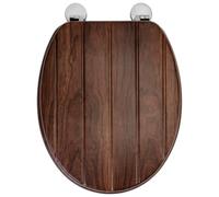Croydex Molvena Flexi Fix™ Wooden Tongue & Groove Standard Close Quick Release Toilet Seat - Walnut Effect