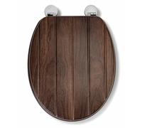 Croydex Molvena Walnut Wooden Toilet Seat With Flexi Fix™ Hinges