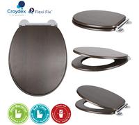 Croydex Montoro Soft Close Heavy Duty Toilet Seat Flexi-Fit Fittings - Walnut