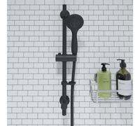 Croydex Nero Shower Riser Rail Kit - 68cm Riser Rail, Black Shower Head with Three Spray Patterns, 1.5m Stainless Steel Shower Hose and Adjustable Slider, with Flexi-Fix Wall Brackets (Matte Black)