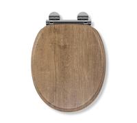 Croydex Ontario Flexi-Fix Soft Close Wooden Toilet Seat - Flexi-Fix Adjustable Stainless Steel Hinges, Quick Release Button and Anti-Bacterial Wood,