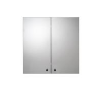 Croydex Ontario Teak Effect Double Door Mirrored Cabinet with Flexi Fix Easy Installation 60cm x 60cm