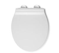 Croydex Orta Slimline Soft Close Toilet Seat - Quick Release Button for Easy Cleaning and Adjustable Hinges with Top and Bottom Fixings Included, Antibacterial Treated Plastic Toilet Seat (White)
