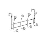 Croydex Jewel Over Door 8 Hook - Durable Chrome Plated Steel and Acrylic Resin, Easy Install Coat Hooks for Door, Stylish Door Hanger, Multi-Functional Door Hook, 5 Year Rust Free, 8kg Max Load