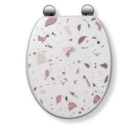 Croydex Pink Terrazzo Wooden Toilet Seat With Easy Fit Flexi-Fix™ Hinges