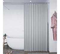 Croydex Plain Grey Shower Curtain, 1800 x 1800mm | Machine Washable | Water Resistant Fabric | 100% Polyester | Cling Resistant Weighted Hem | 12 Metal Eyelets