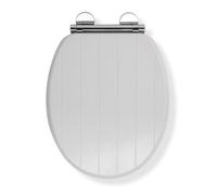 Croydex Portland Flexi-Fix™ Wooden Oval Soft Close Toilet Seat - White Wl601122H