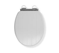 Croydex Portland White Wood Soft Close Toilet Seat With Flexi-Fix™ Hinges