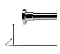 Croydex Premium Stainless Steel Ceiling Support L-Shaped Shower Rod, 200 x 100 cm