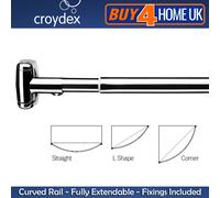Croydex Stainless Steel Shower Curtain Pole – Premium Telescopic Curved 1080–1850mm