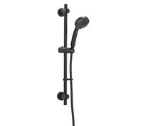 Croydex Presion Black Shower Riser Rail Kit - Black Shower Head with 5 Spray Patterns, 68cm Riser Rail, 1.75m Reinforced Stainless Steel Hose and Adjustable Slider with Flexi-Fix Wall Brackets