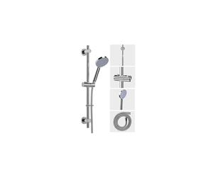 Croydex Presion Grande Pressure Boosting Shower Riser Rail Kit - 68cm Riser Rail, Powerful Shower Head, 1.75m Reinforced Stainless Steel Hose and