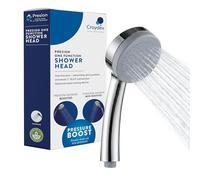 Croydex Presion Pressure Boost Chrome Shower Head | Easy Clean Removable Faceplate | Designs for Low Pressure Systems | Optional Water Saving Device Included | Single Function