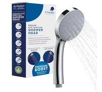 Croydex Presion Pressure Boost Chrome Shower Head - Power Shower Head for Low Pressure Systems with Five Spray Settings
