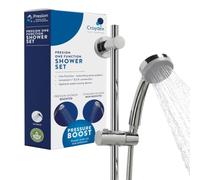 Croydex Presion Pressure Boost Complete Shower Kit - Chrome | High Pressure Shower Head | 68cm Riser Rail | 1.5m Stainless Steel Shower Hose | Adjustable Slider | Flexi-Fix Wall Brackets