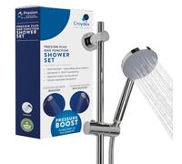 Croydex Presion Pressure Boost Complete Shower Kit with 68cm Riser Rail | Large Head | Improves water pressure | 1.75m Stainless Steel Hose | Adjustable Slider | Screw or glue Flexi-Fix Brackets