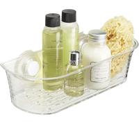 Croydex Press 'n' Lock Suction Shower Caddy - Bathroom Storage Solution with Strong Suction Hooks, No Tools Required, Versatile Basket for Smooth Tiles or Glass, Easy Clean, Self-Draining, 285mm