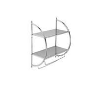 Croydex QM262041 Chrome Plated Mild Steel Wall Mounted Curved Shelving Unit and Towel Rack , 25.5 x 45 x 54.3 cm