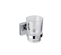 Croydex QM441841 Flexi-Fix Chester Tumbler & Holder, 96 x 68 x 106mm, Chrome/Clear