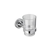 Croydex QM461841 Glue-Fix Worcester Tumbler and Holder, Easy Fit No Drilling No Tools,Silver