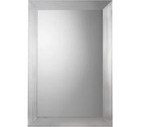 Croydex Parkgate Rectangular Mirror with Brushed Stainless Steel Frame and Hang N Lock Fitting System, 920 x 610 x 19mm, Silver