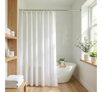 Croydex Recycled Solid White Shower Curtain, 1800W x 1800H | Cling Resistant Weighted Hem | Machine Washable | Anti Mould and Mildew Resistant | Water Repellent | Recyclable Fabric