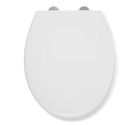 Croydex Coniston White Toilet Seat - Eco-Friendly Recycled Plastic, Anti-Bacterial, Adjustable Hinges, Soft Close Toilet Seat White with Quick Release - Fits Standard Toilets, Toilet Seat Soft Close