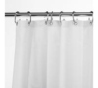 Croydex Recycled White Shower Curtain with Weighted Hem - Anti Mould and Mildew Resistant, Solid White Water Repellent and Recyclable Fabric, 200cm Long Shower Curtain (180WX200H)