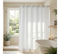 Croydex Regency Stripe White Shower Curtain, 1800x1800mm | Machine Washable | Water Resistant Fabric | 100% Polyester | Cling Resistant Weighted Hem | 12 Metal Eyelets