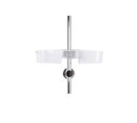 Croydex Riser Rail Caddy, Clear Plastic Bathroom Accessory, Adjustable Bathroom Shelves, Easy-to-Install Bathroom Storage No Drilling Required, 6.5x33x12cm, Max Load 4kg, No Fixings Required