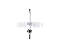 Croydex Riser Rail Caddy, Clear Plastic Bathroom Accessory, Adjustable, Easy-to-Install Storage No Drilling Required, 6.5x33x12cm, Max Load 4kg, No