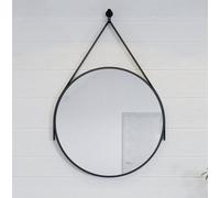 Croydex Round Mirror Black Hanging Home Decor with Hang n Lock, Vanity 60 x 60cm