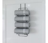Croydex Rust-Free Over Door Towel Rack Chrome 4-Bar Bathroom Storage Hooks